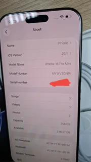 Apple iPhone 16 Pro Max 256GB  / Black Color