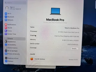 MacBook Pro 13&#34; Logic Board (A1706, 2017) | i5 3.1GHz | 8GB RAM | 256GB SSD