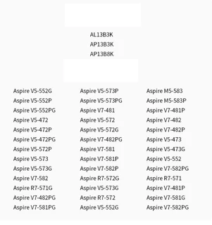Notebook, Laptop Battery  ITCS-AP13B3KRM  for Acer AP13B3K  etc,