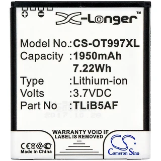 Mobile, SmartPhone Battery  CS-OT997XL  for  Alcatel  OT-997etc