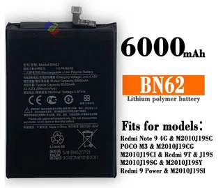 Mobile, Smartphone Battery  Itcs-redmibn62lhh  For  Redmi Note 9 4g/poco M3 Bn62  Etc.