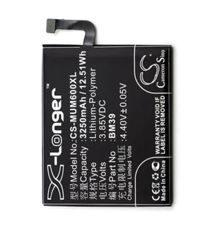 Mobile, SmartPhone Battery  CS-MUM600XL  for  Xiaomi Mi6  BM39  etc.