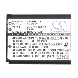 Camera Battery  CS-ENEL19    for  NIKONCoolPix S2600  EN-EL19  etc.