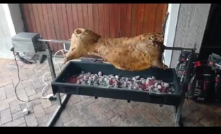 Charcoal spit braai machine for hire R500 per day - Side box