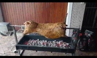 Charcoal spit braai machine for hire R500 per day - Side box