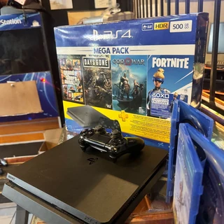 In Box, Like New Pre Owned PlayStation 4 Slimline with 1x Controller &amp; 2x Games included…