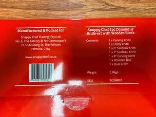 Brand New Snappy Chef 5pc Damascus Knife Set with Wooden Box for Sale…