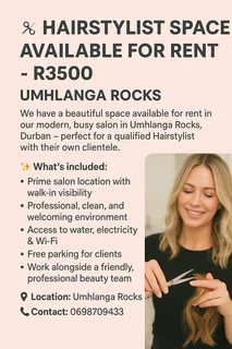 Hairstylist Wanted Space to Rent