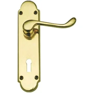 6&#34; Brass-Plated Mild Steel Door Handles with Keyhole – Brand New!