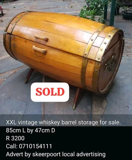 XXL Vintage whiskey barrel storage for sale.