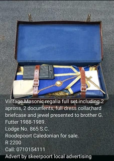 Vintage Masonic regalia full set for sale
