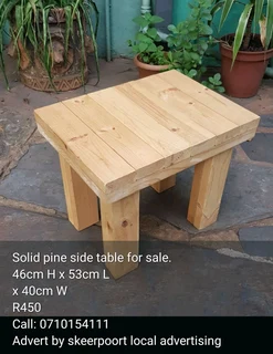 Solid pine side table for sale.