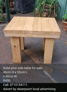 Solid pine side table for sale.