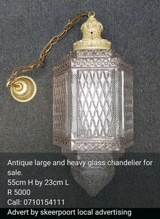 Antique large and heavy glass chandelier for sale