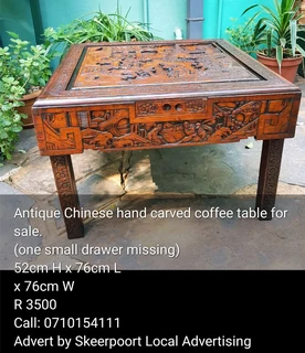Antique Chinese hand carved wooden coffee table for sale
