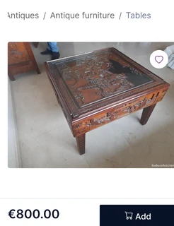 Antique Chinese hand carved wooden coffee table for sale