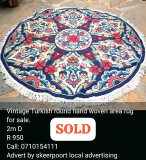 Vintage large Turkish round hand woven area rug for sale