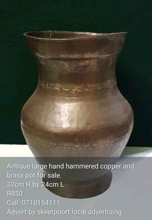 Antique large hammered copper and brass pot for sale