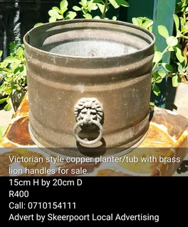 Victorian style copper planter for sale.
