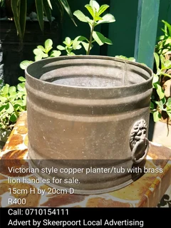 Victorian style copper planter for sale.