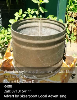 Victorian style copper planter for sale.