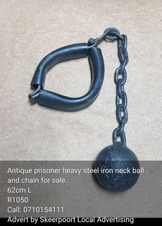 Antique prisoner heavy steel iron neck ball and chain for sale