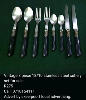 Vintage 8 piece 18/10 stainless steel cutlery set for sale