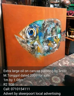 Extra large oil on canvas painting by artist M.Tonggol dated 2009 for sale.