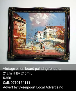 Vintage small oil on board painting for sale