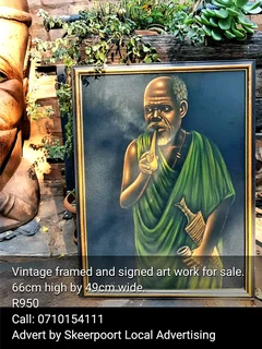 Vintage framed and signed artwork for sale.