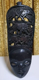 Large hand painted wooden Native American Indian carving for sale.