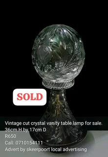 Vintage cut crystal vanity table lamp for sale.