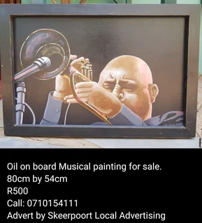 Oil on board musical painting for sale