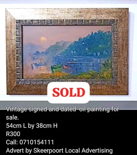 Vintage signed and dated oil painting for sale