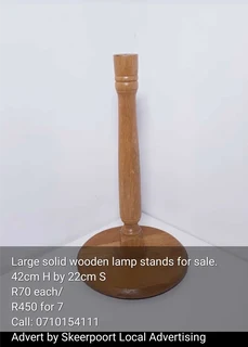 7x Large solid wooden lamp stands for sale.