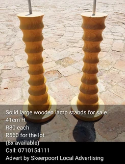 8x solid large wooden lamp stands for sale.