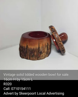 Vintage solid lidded wooden bowl for sale