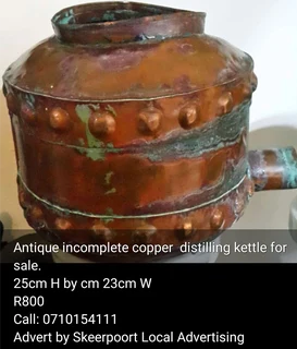 Antique incomplete brass distilling kettle for sale