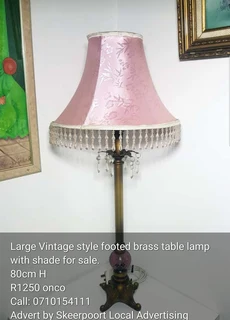 Large Vintage styled footed brass table lamp for sale