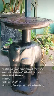 Vintage heavy 20kg  African hand carved iron wood elephant side table for sale