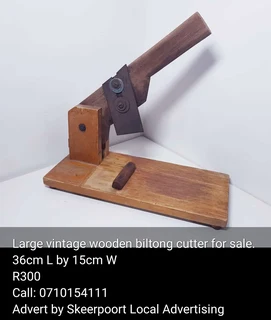Large Vintage wooden biltong cutter for sale.
