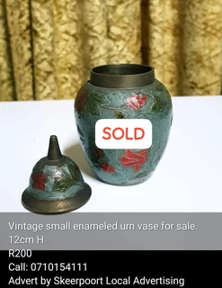 Vintage small hand painted solid brass ring dish for sale