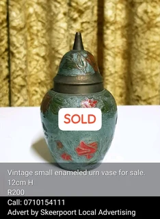 Vintage small hand painted solid brass ring dish for sale