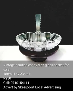 Vintage handled candy dish glass basket for sale
