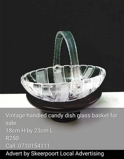 Vintage handled candy dish glass basket for sale