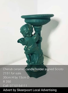 Cherub ceramic candle holder for sale