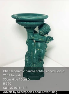 Cherub ceramic candle holder for sale