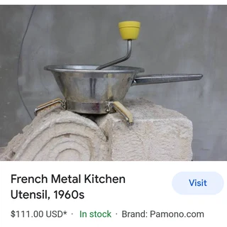 Vintage 1960s Mill Moulin legumes French metal kitchen utensil for sale