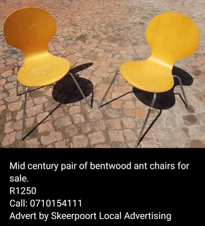 Mid century pair of bentwood ant chairs for sale