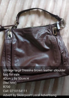 Vintage large Dissona brown leather shoulder bag for sale